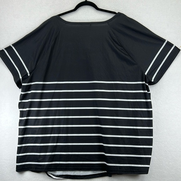 BloomChic Women’s Top Plus Sz 26 Black & White Poly Knit Striped Scoop Neck NWT - Picture 4 of 10